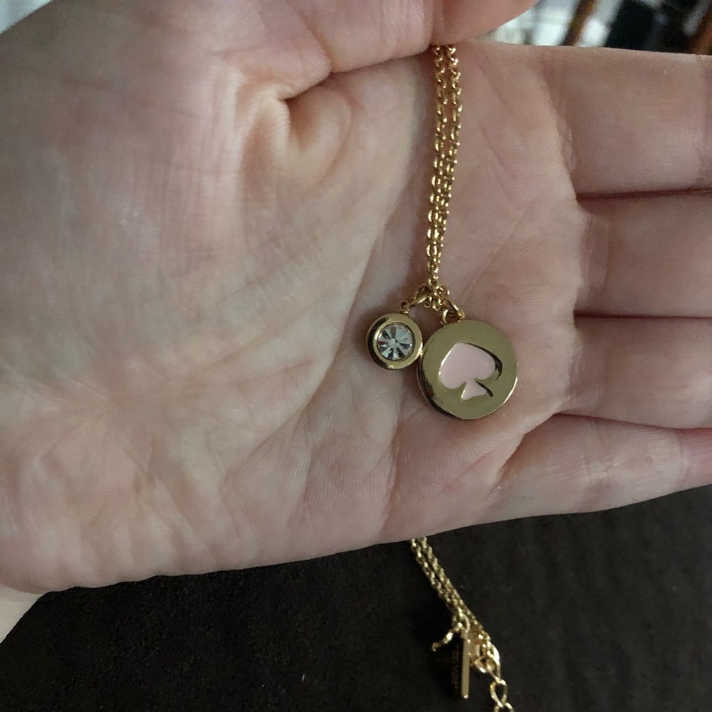 Pink spade charm necklace